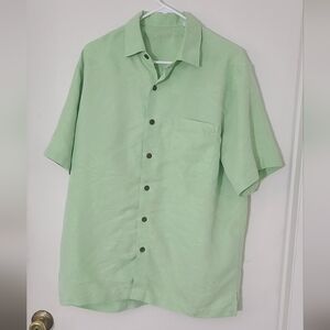 Caribbean Joe "Let Go" Men's Green Large Short Sleeve Shirt
